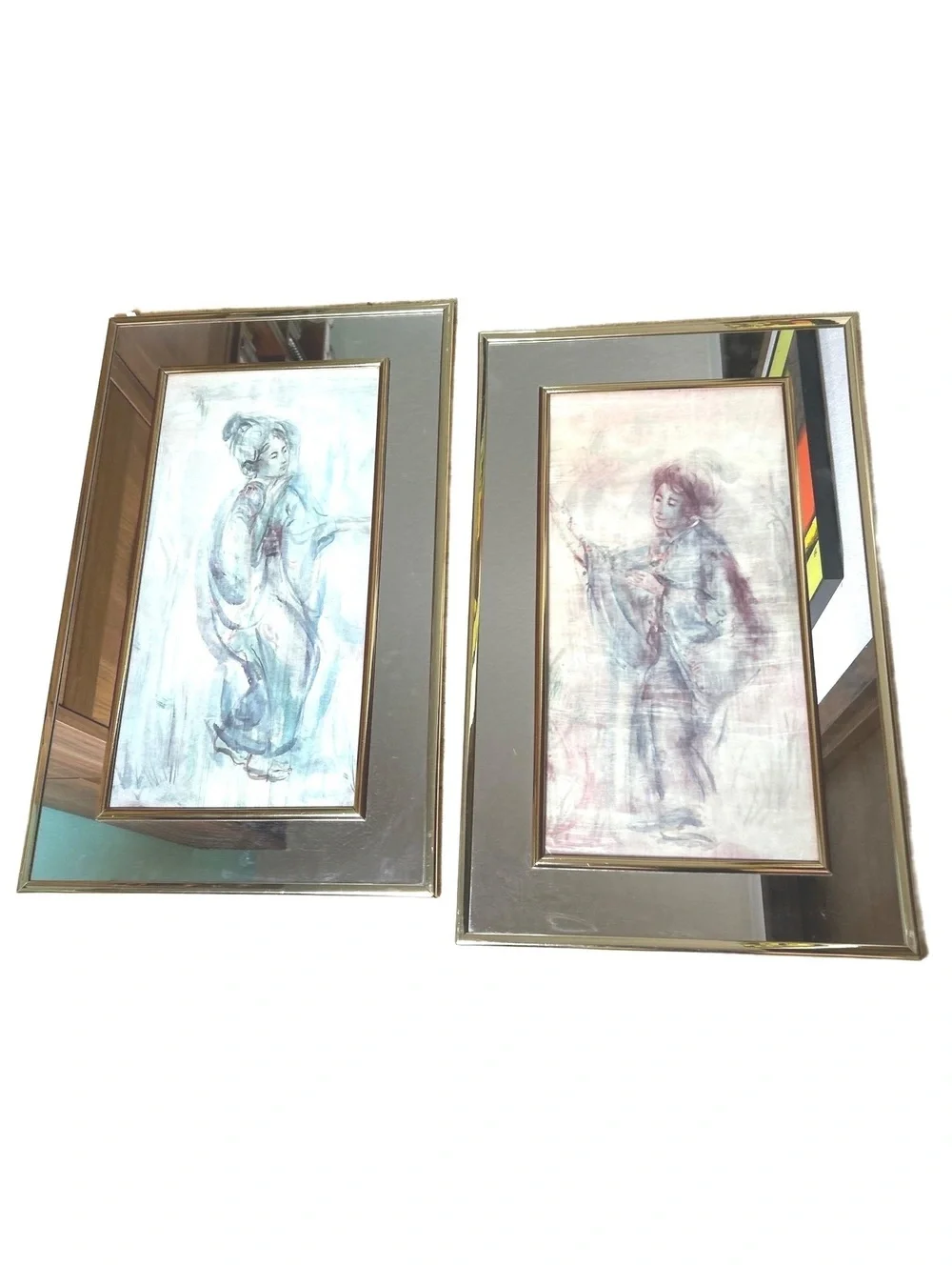 Pair of Vintage Lithographic Reproductions of Edna Hibel’s Geishas